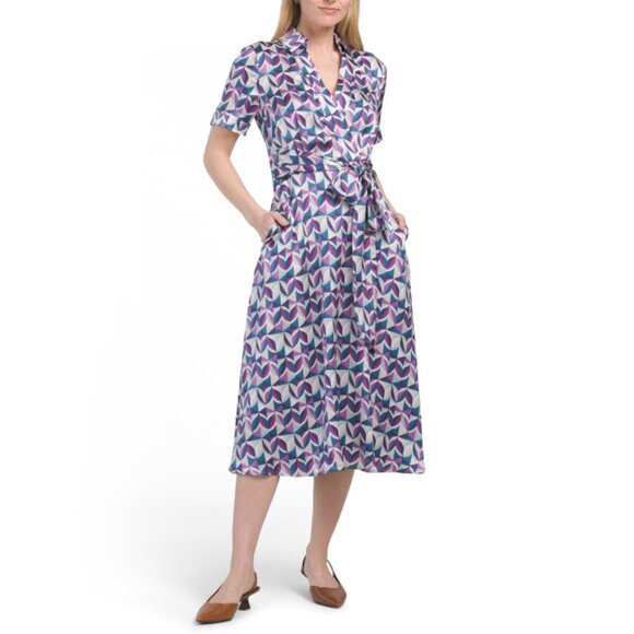 TAHARI ASL Multi Satin Midi Dress - Picture 1 of 2